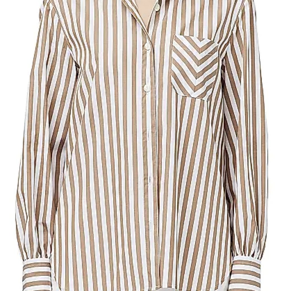 Rag & Bone Beige And White Striped Button-Down Shirt